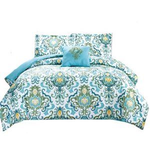 MK Home 5pc Comforter Set Light Blue Green King